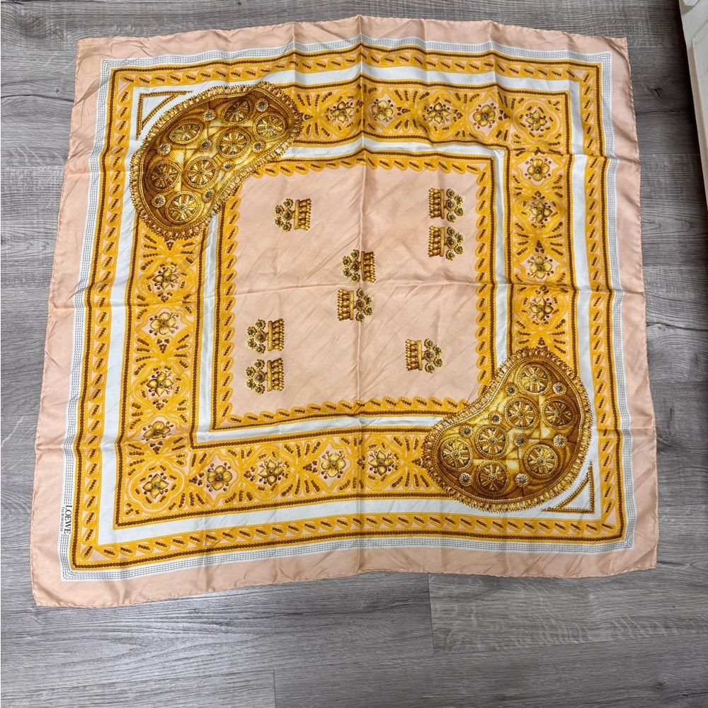 LOEWE  Gold and Cream Silk Scarf
